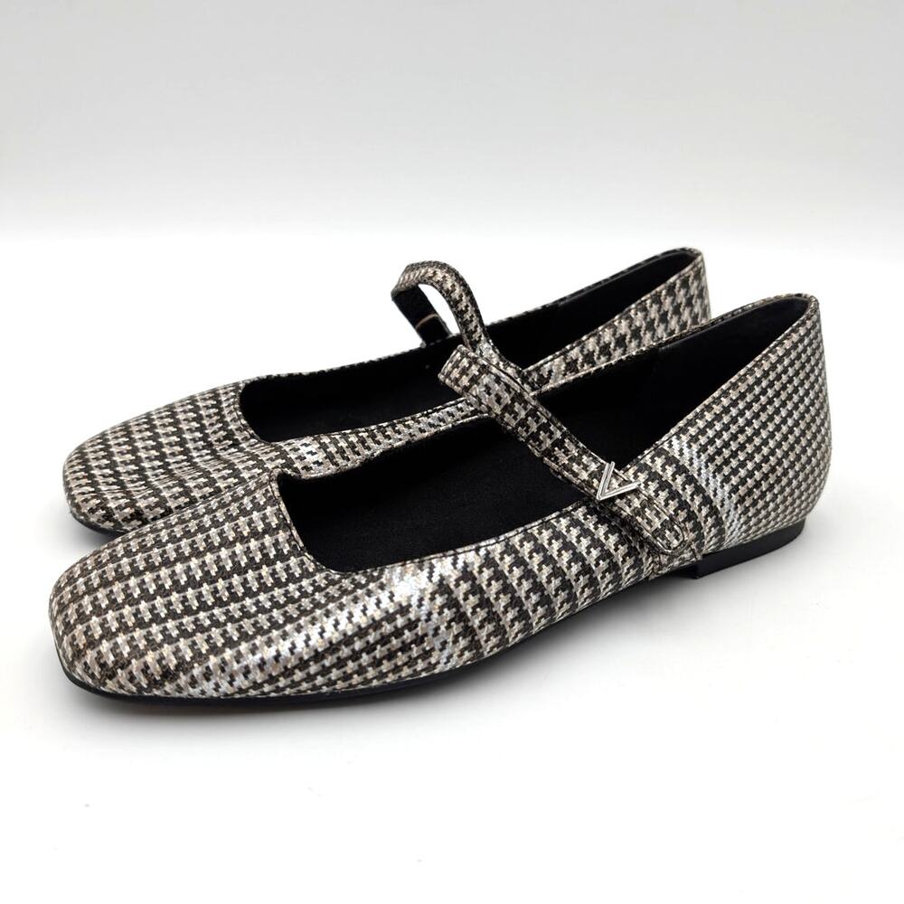 Vionic Alameda Square Toe Mary Jane Flats Women's Black/White Size US7 EU37